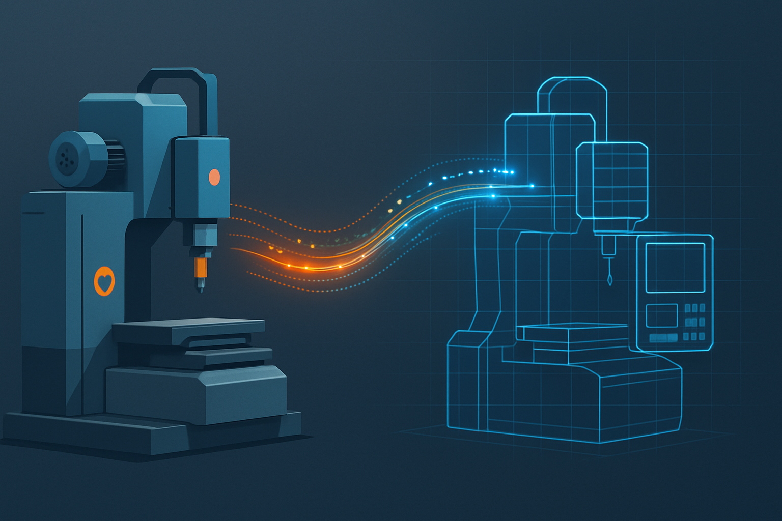 gêmeo digital - máquina física conectada à réplica virtual em tempo real