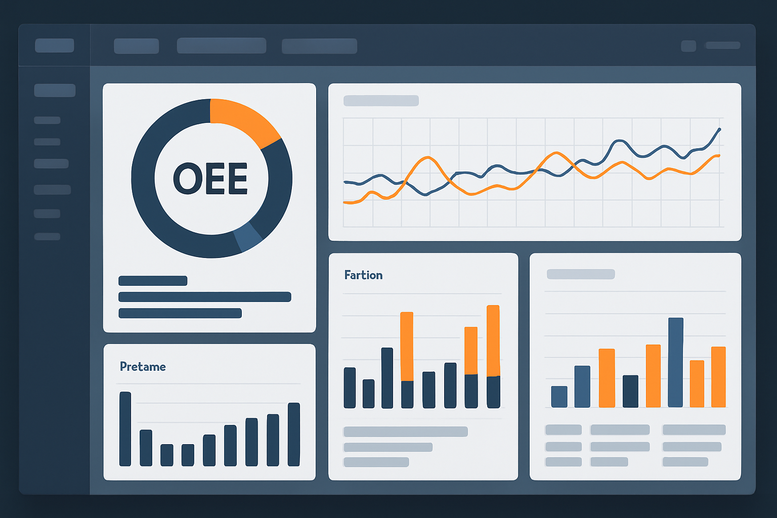 software OEE brasileiro - dashboard StrategyOEE ilustrativo
